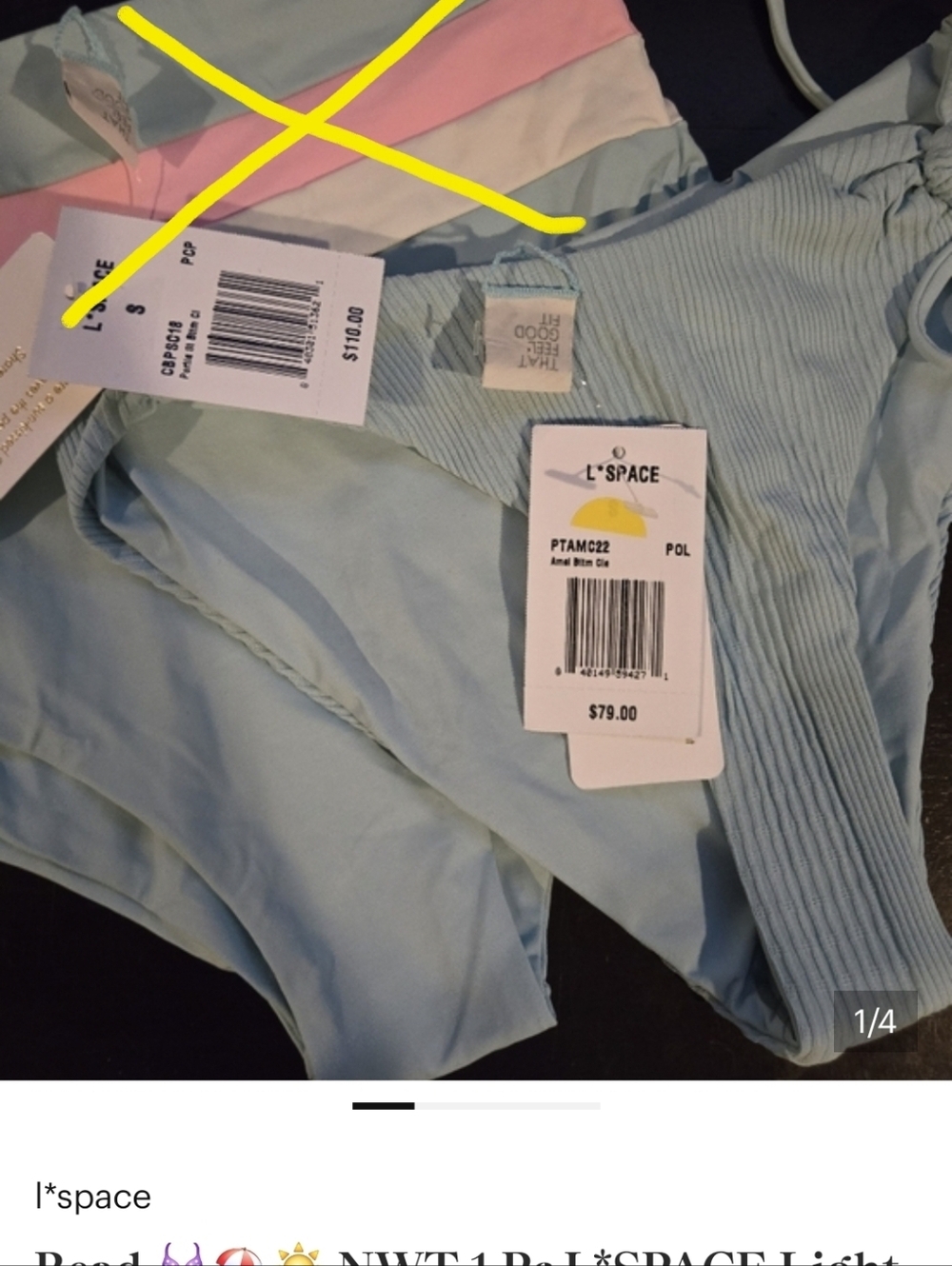 Read 👙⛱️☀️ NWT 1 Pc L*SPACE Light Blue & Pink Bikini